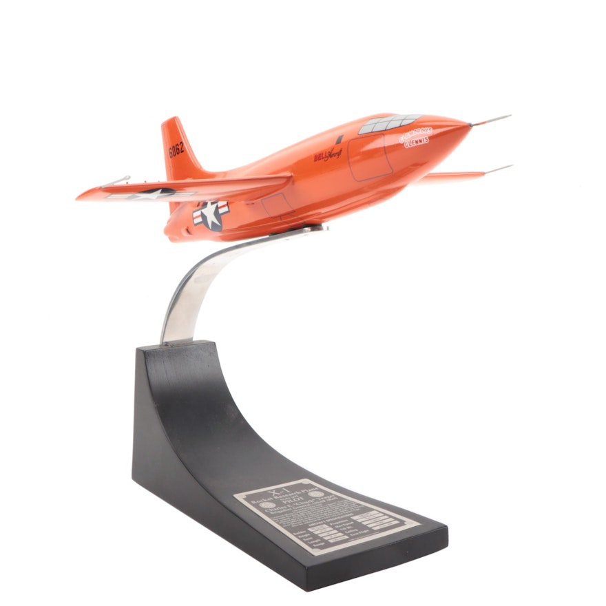 Danbury Mint Chuck Yeager Signed "X-1 Rocket Research Plane" on Stand, 2000