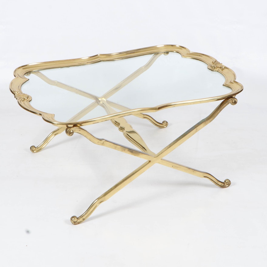 Victorian Style Brass and Glass Coffee Table