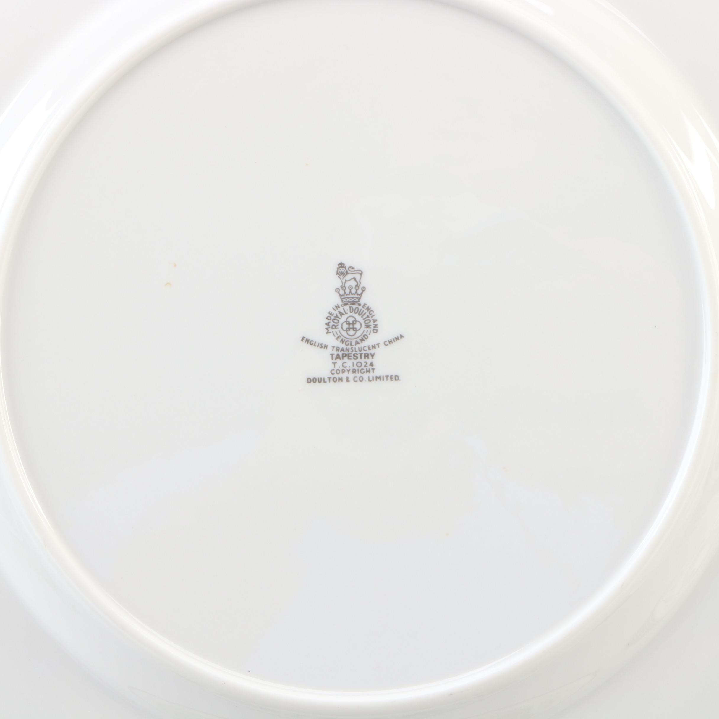 English Royal Doulton Ceramic "Tapestry" Dinnerware Set, Late 20th Century