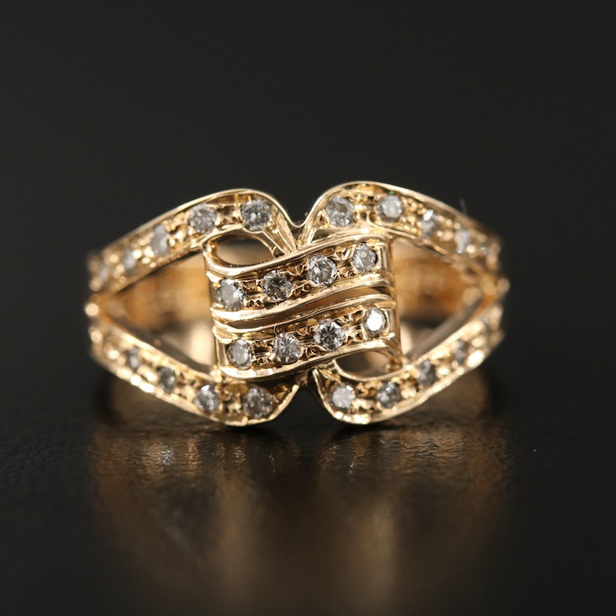 14K Diamond Knot Motif Ring