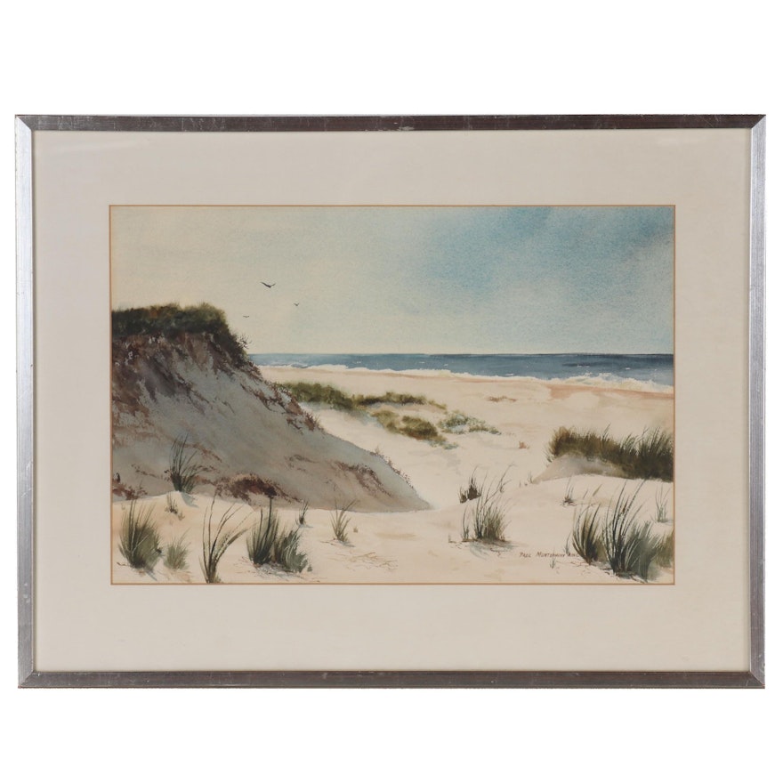 Paul Montgomery Watercolor Painting of Coastal Scene