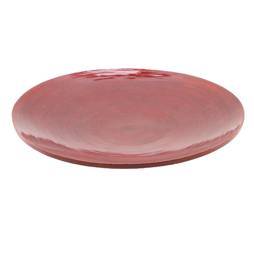 Red Lacquerware Footed Plate