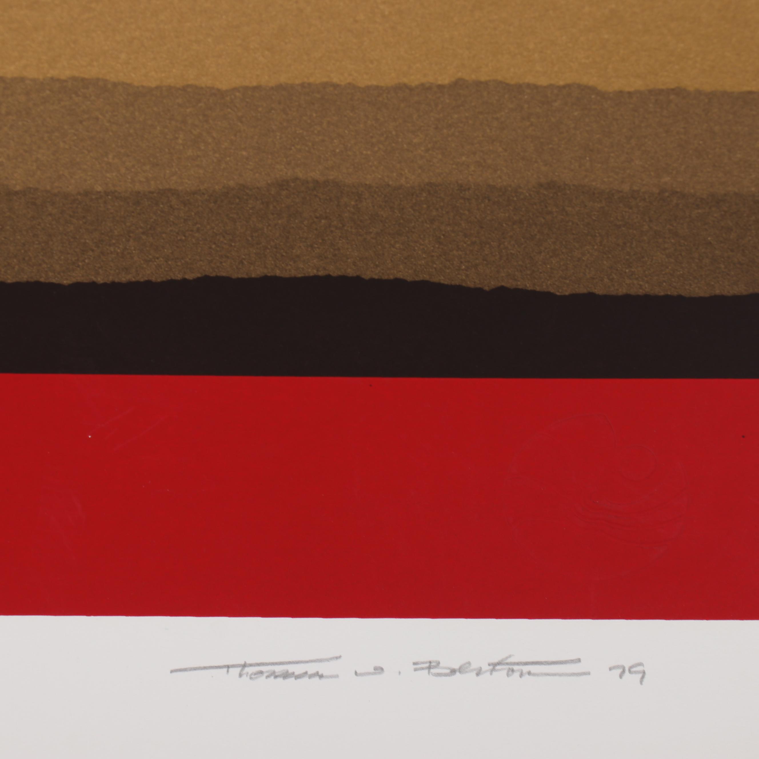 Thomas W. Benton Abstract Serigraph "Golden Waves", 1979