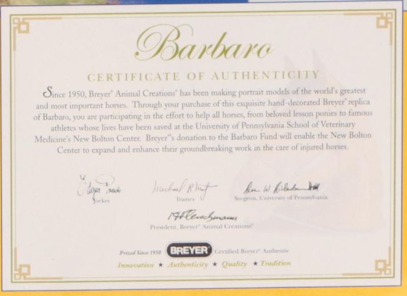 Breyer Animal Creations Model #1307 Horse "Barbaro" 1st Edition