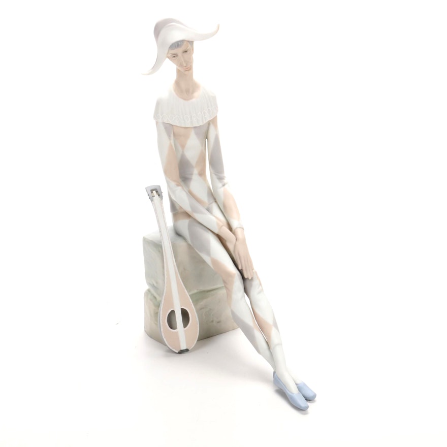 Lladró "Sad Harlequin" Porcelain Figurine Designed by Fulgencio García