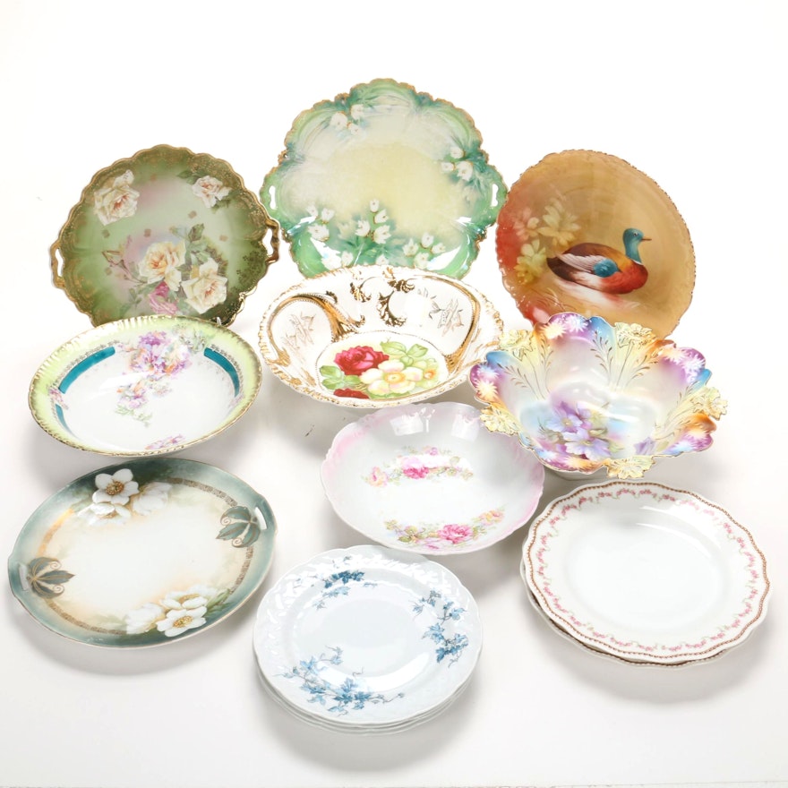 Hand-Painted German, Bavarian and French Porcelain