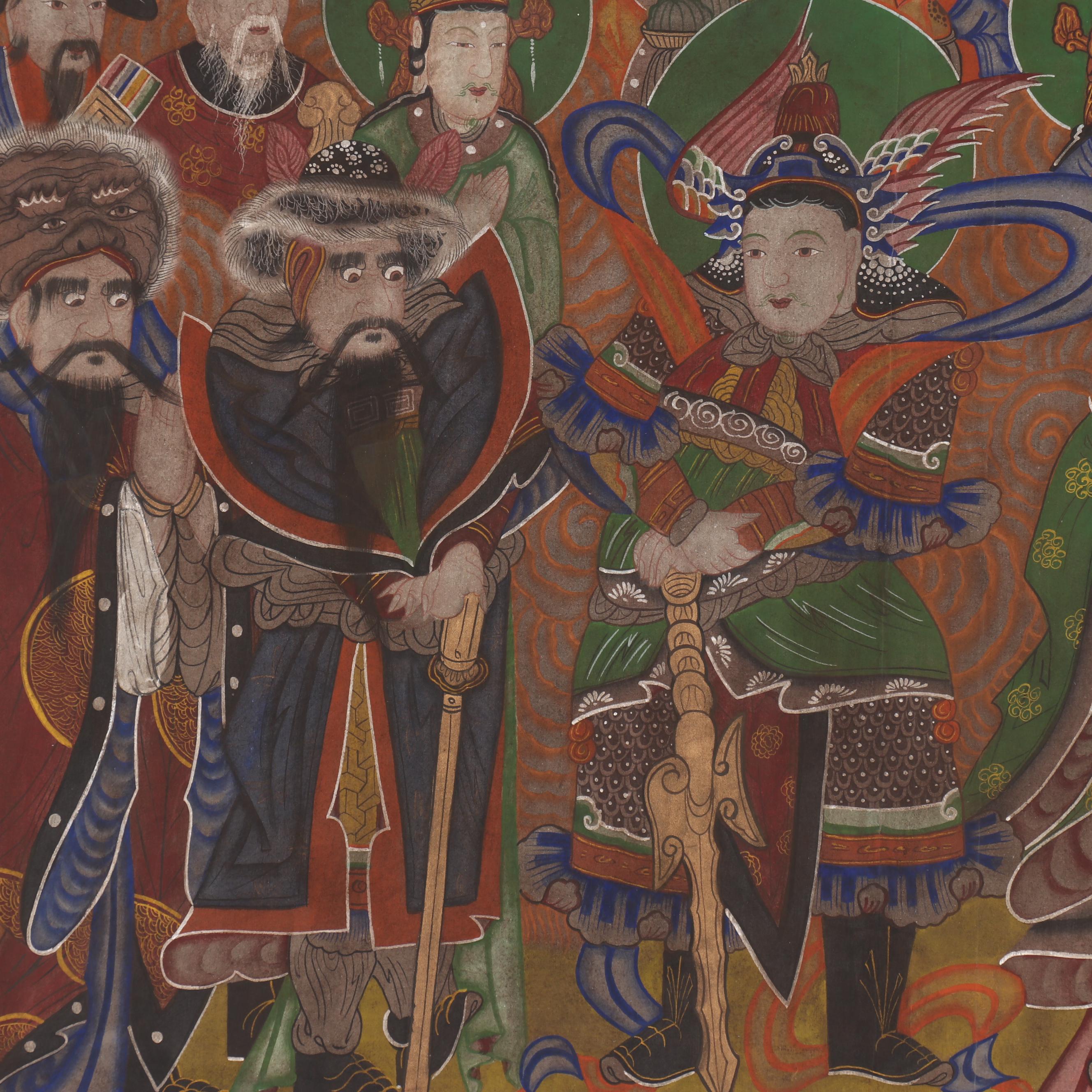 Korean Sinjung Taenghwa Style Gouache Painting, Late 20th Century