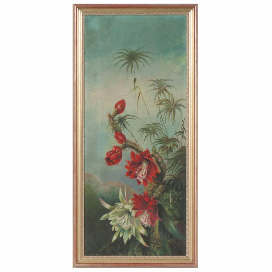 Floral Oil Painting of Tropical Flowers, 20th Century