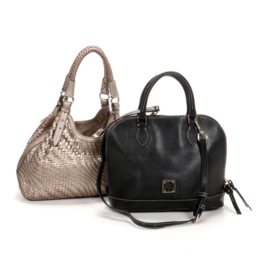 Cole Haan Metallic Leather Woven Bag with Dooney & Burke Saffiano Leather Bag