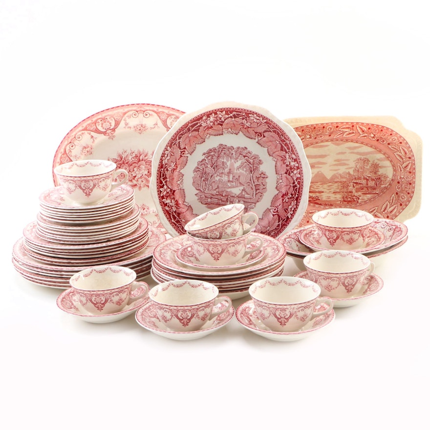 Swinnertons "Kent" Pink with Other Ironstone Dinner and Serveware
