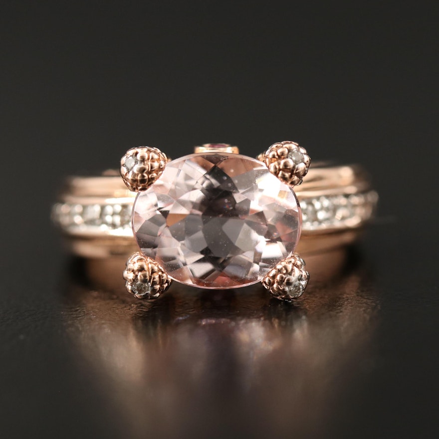 14K Morganite and Diamond Ring