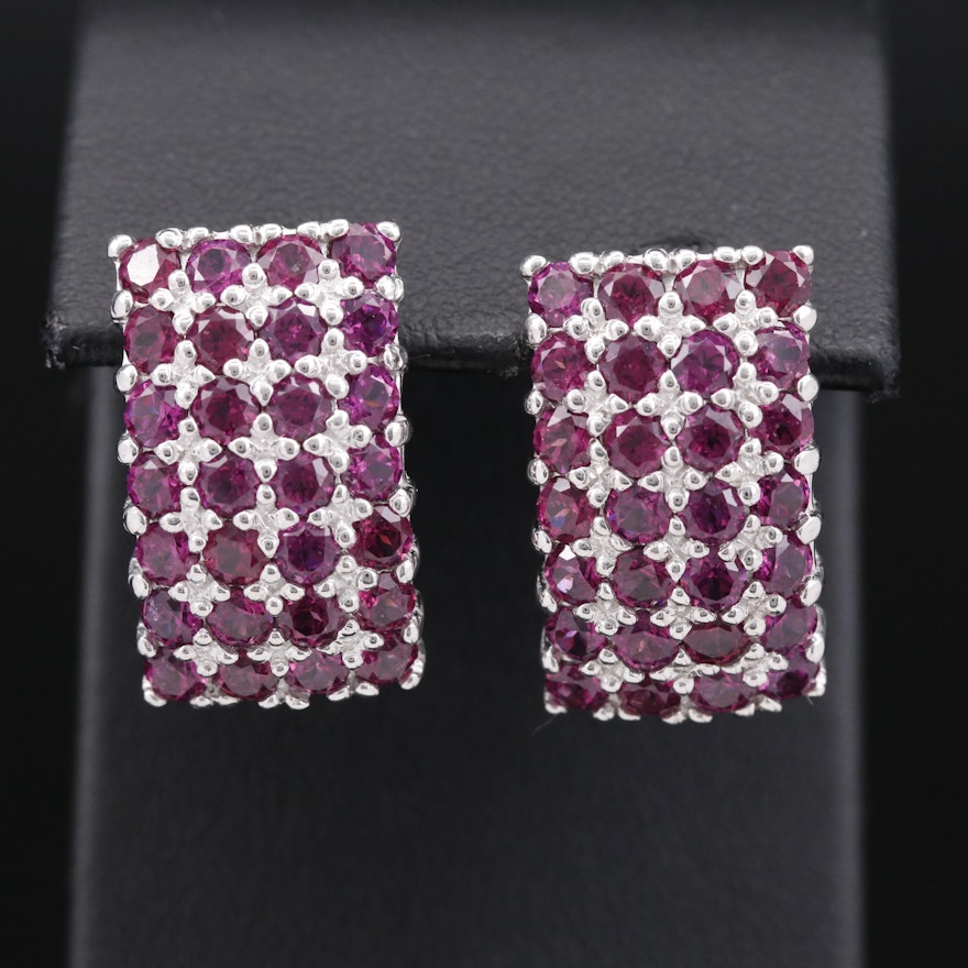 Sterling Silver Rhodolite Garnet Button Earrings