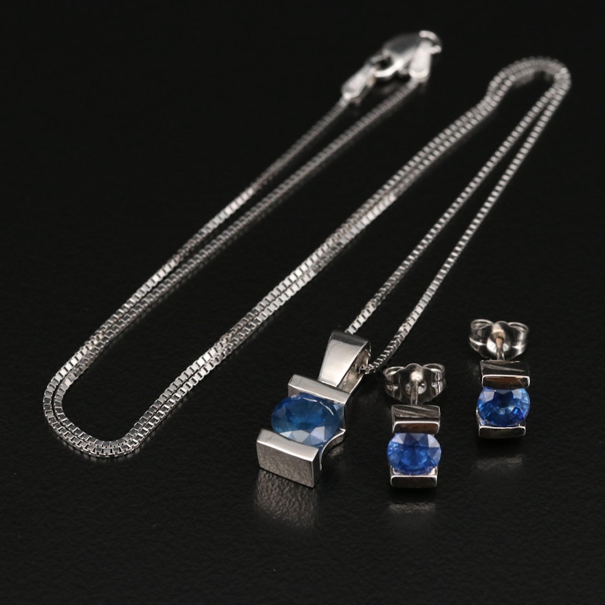 14K Sapphire Necklace and Earring Set