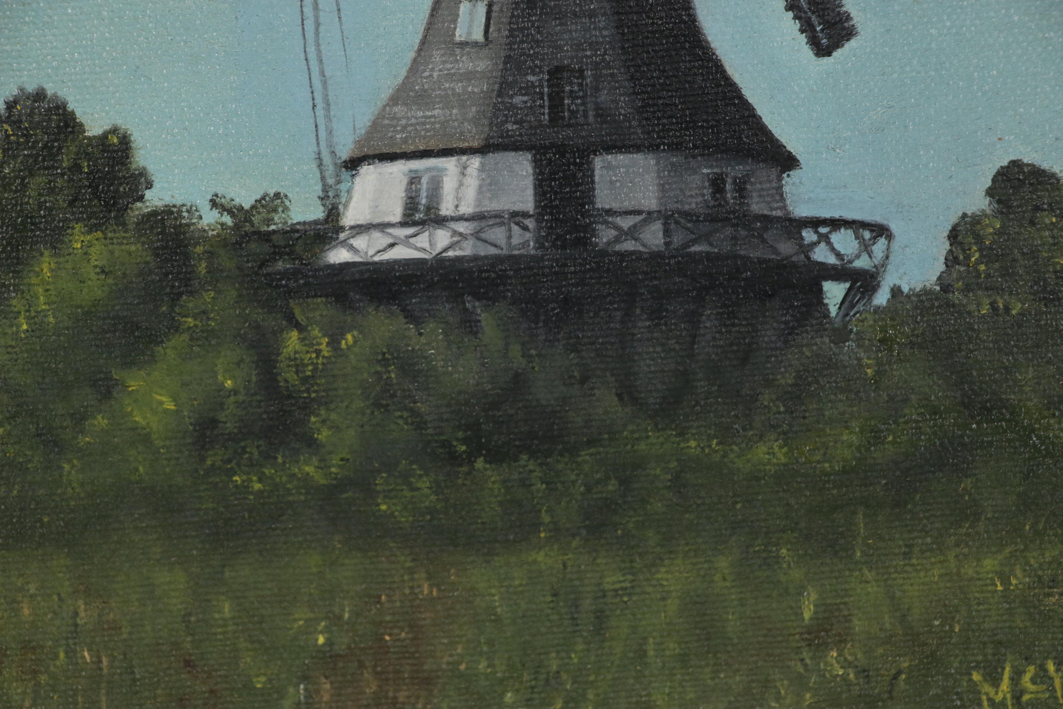 Betty McKie Oil Painting of a Danish Windmill, 1969