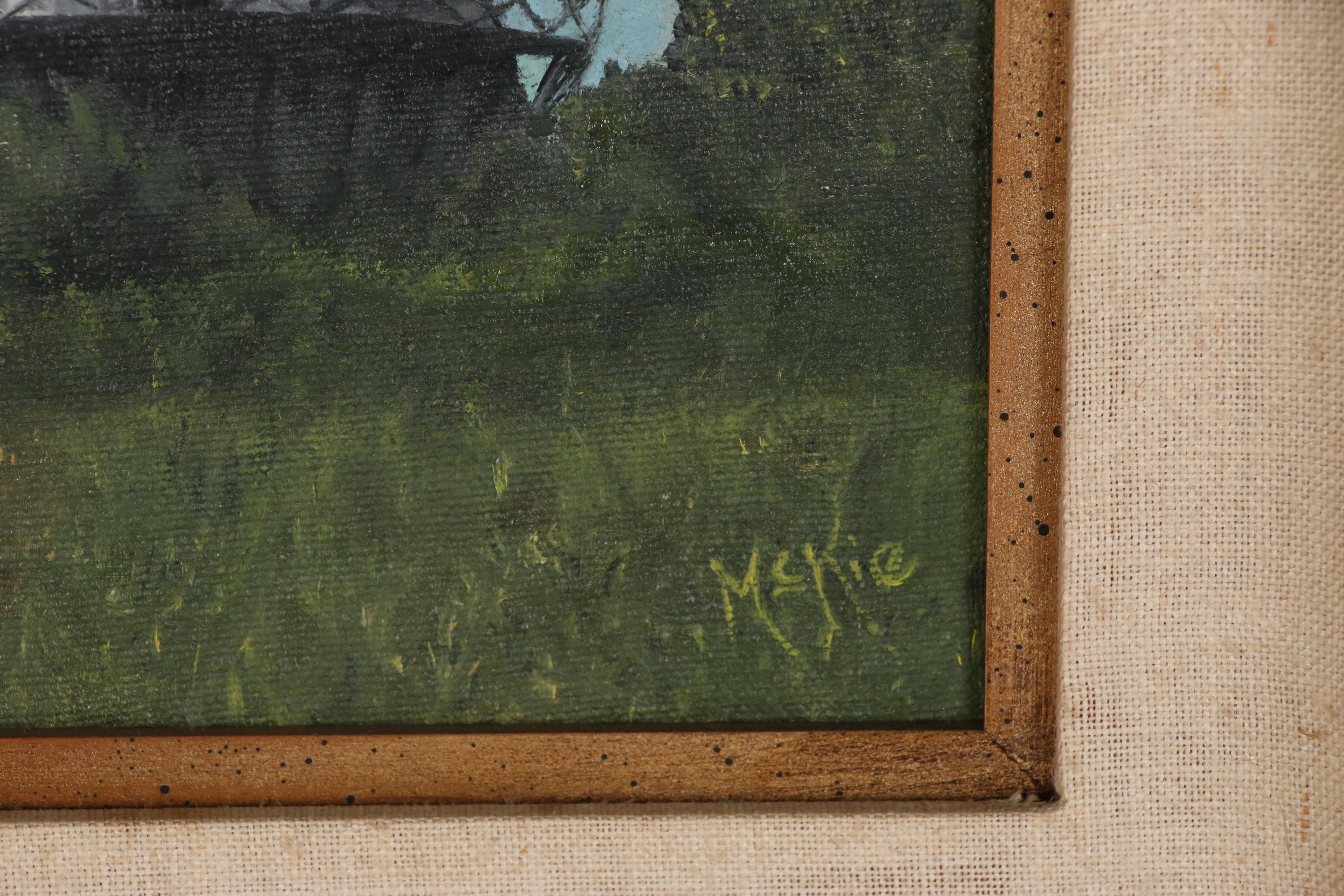 Betty McKie Oil Painting of a Danish Windmill, 1969