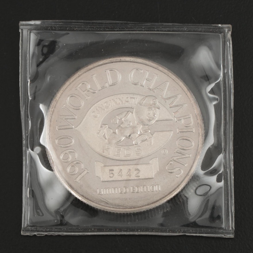 Cincinnati Reds World Series Champions Limited Edition Fine Silver Coin, 1990