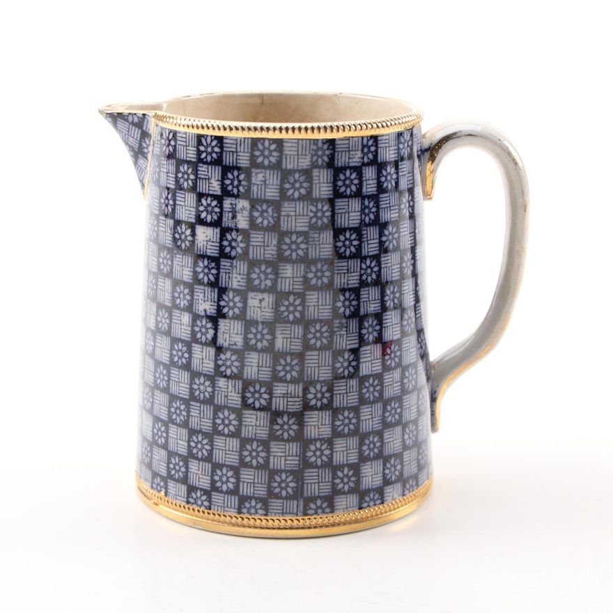 English Blue and White Aesthetic Movement Creamer, Late 19th-Early 20th Century