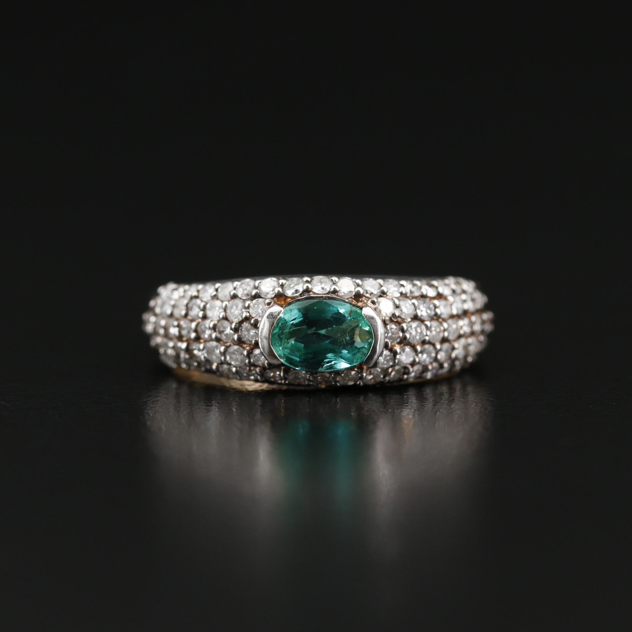 14K Emerald and Diamond Ring