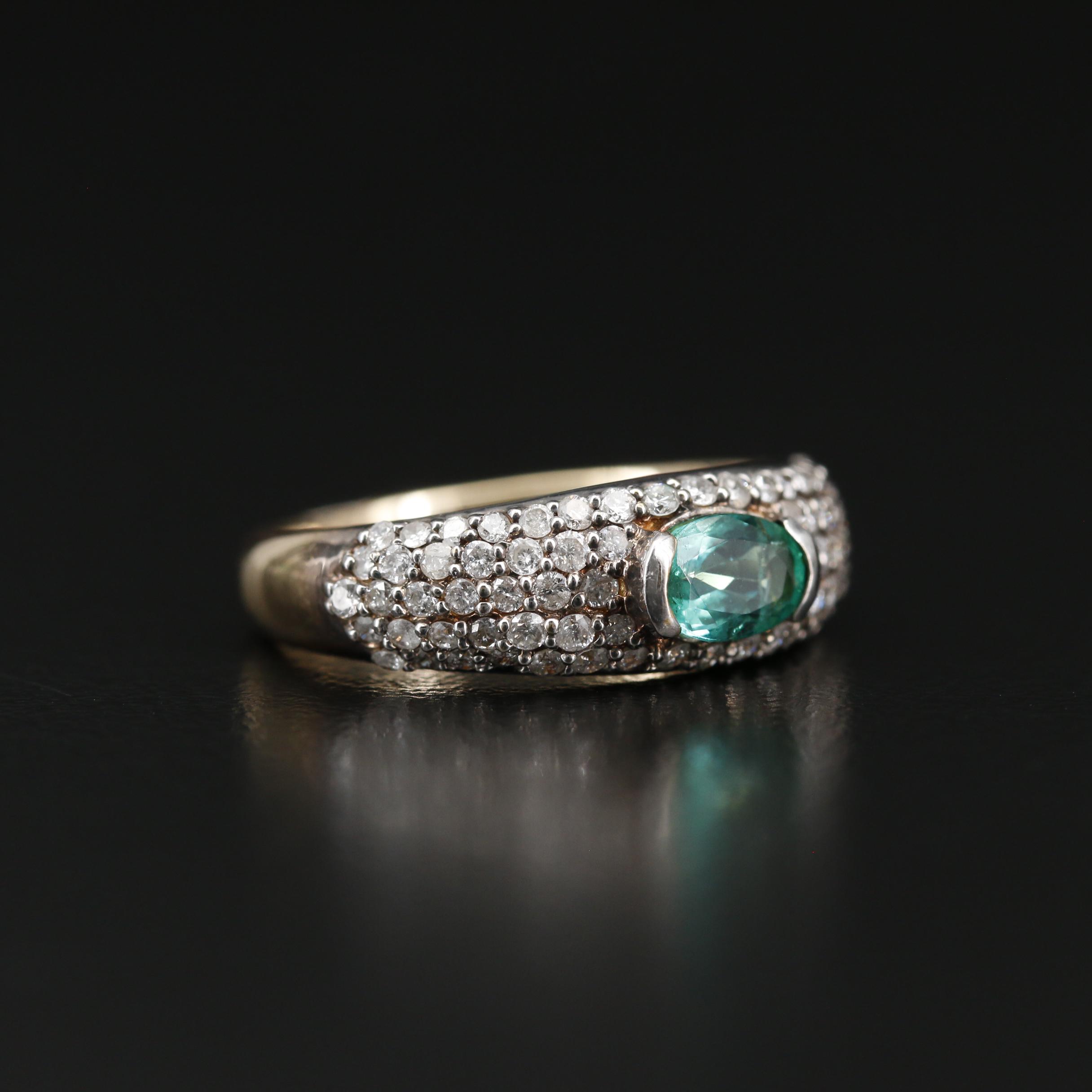 14K Emerald and Diamond Ring