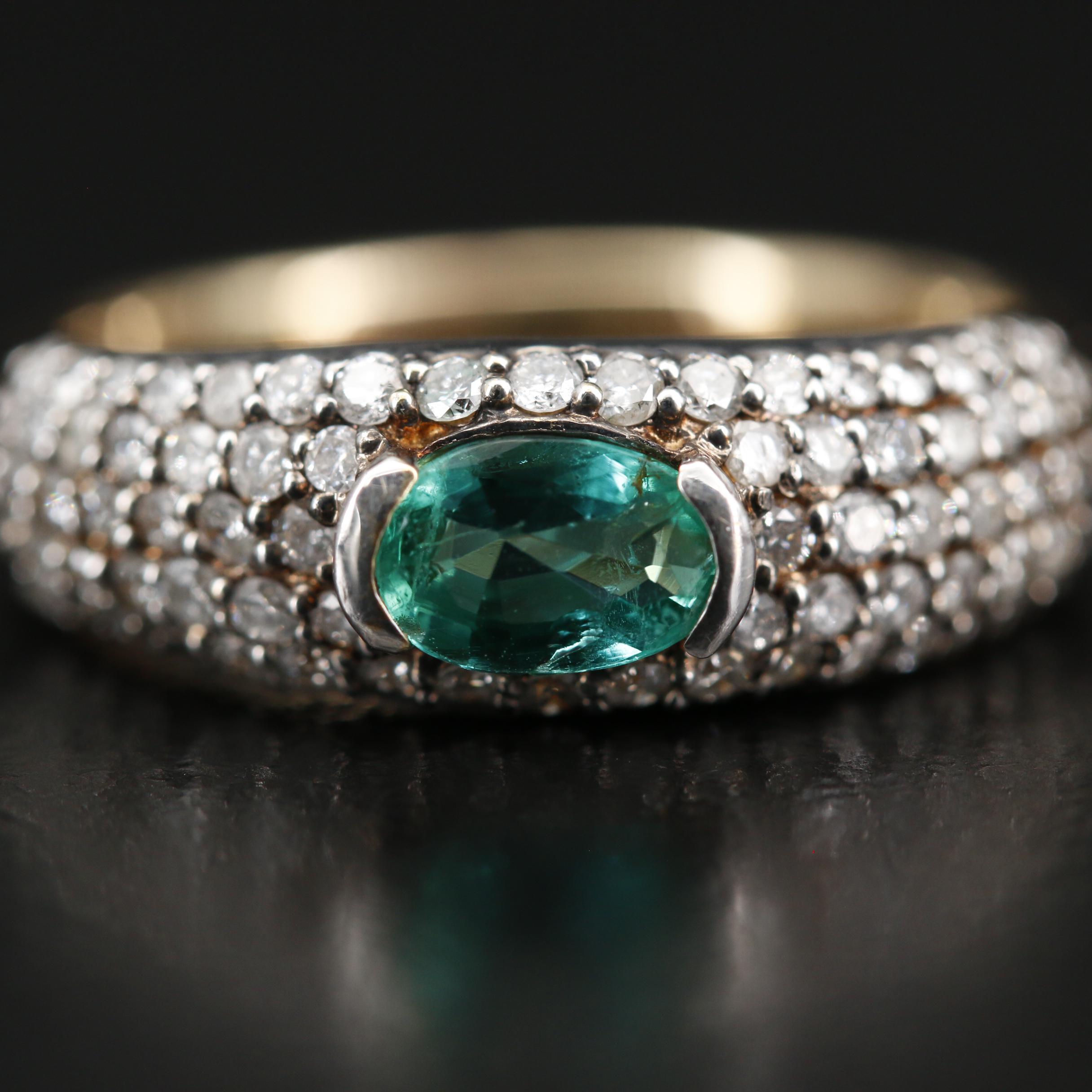 14K Emerald and Diamond Ring