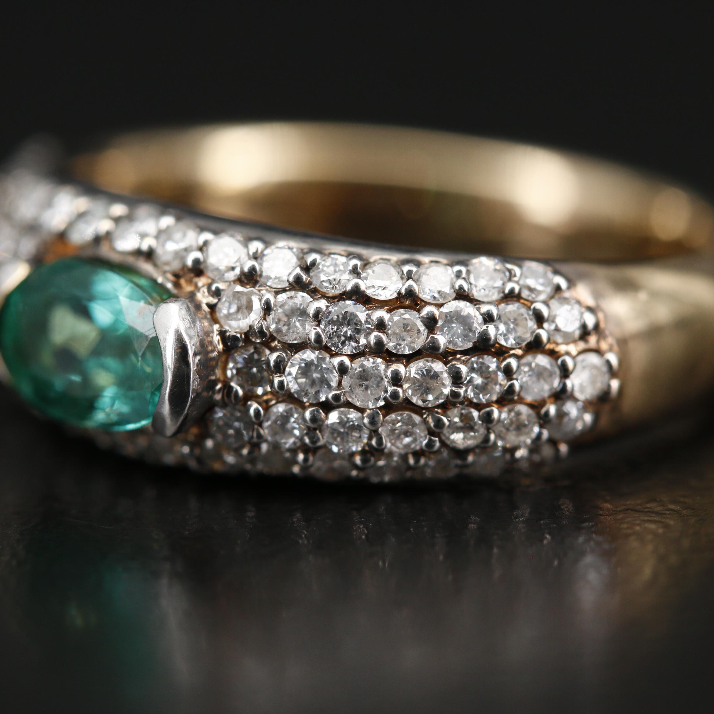 14K Emerald and Diamond Ring