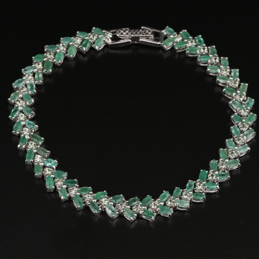 Sterling Silver Emerald and Chrysoberyl Bracelet