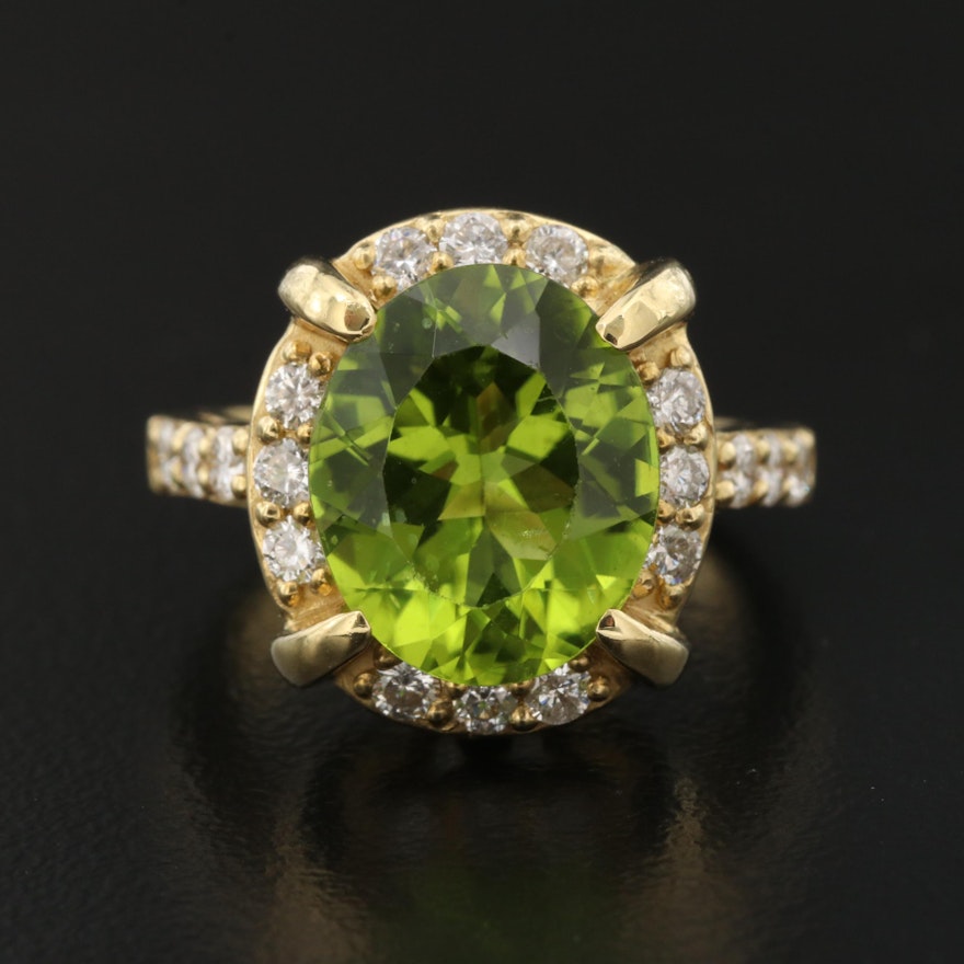 18K Peridot and Diamond Ring