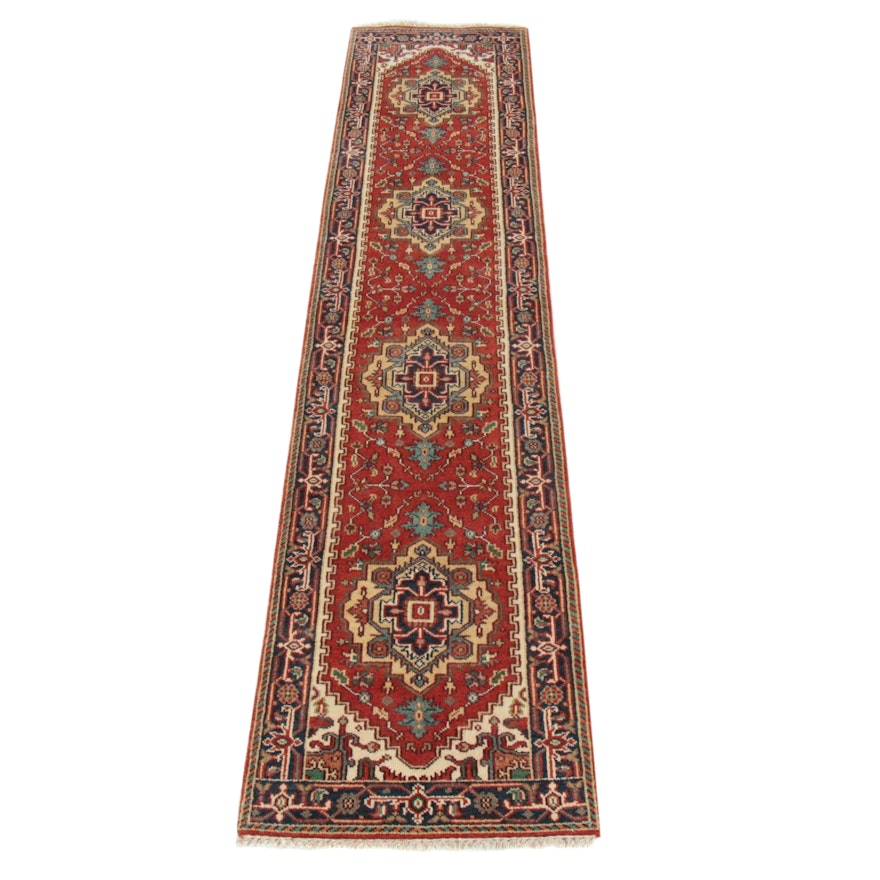 2'7 x 12'0 Hand-Knotted Indo-Persian Heriz Serapi Runner Rug, 2010s