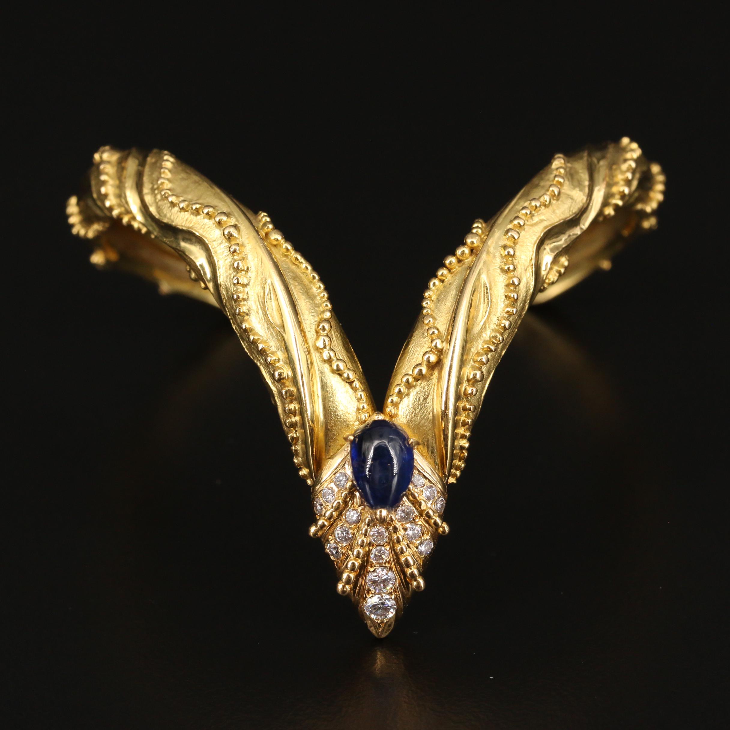 Cartier Etruscan Revival 18K Sapphire and Diamond Hinged Cuff