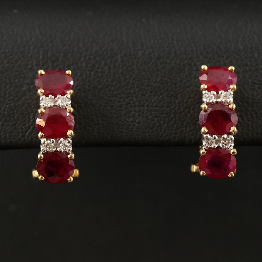 18K Ruby and Diamond Earrings