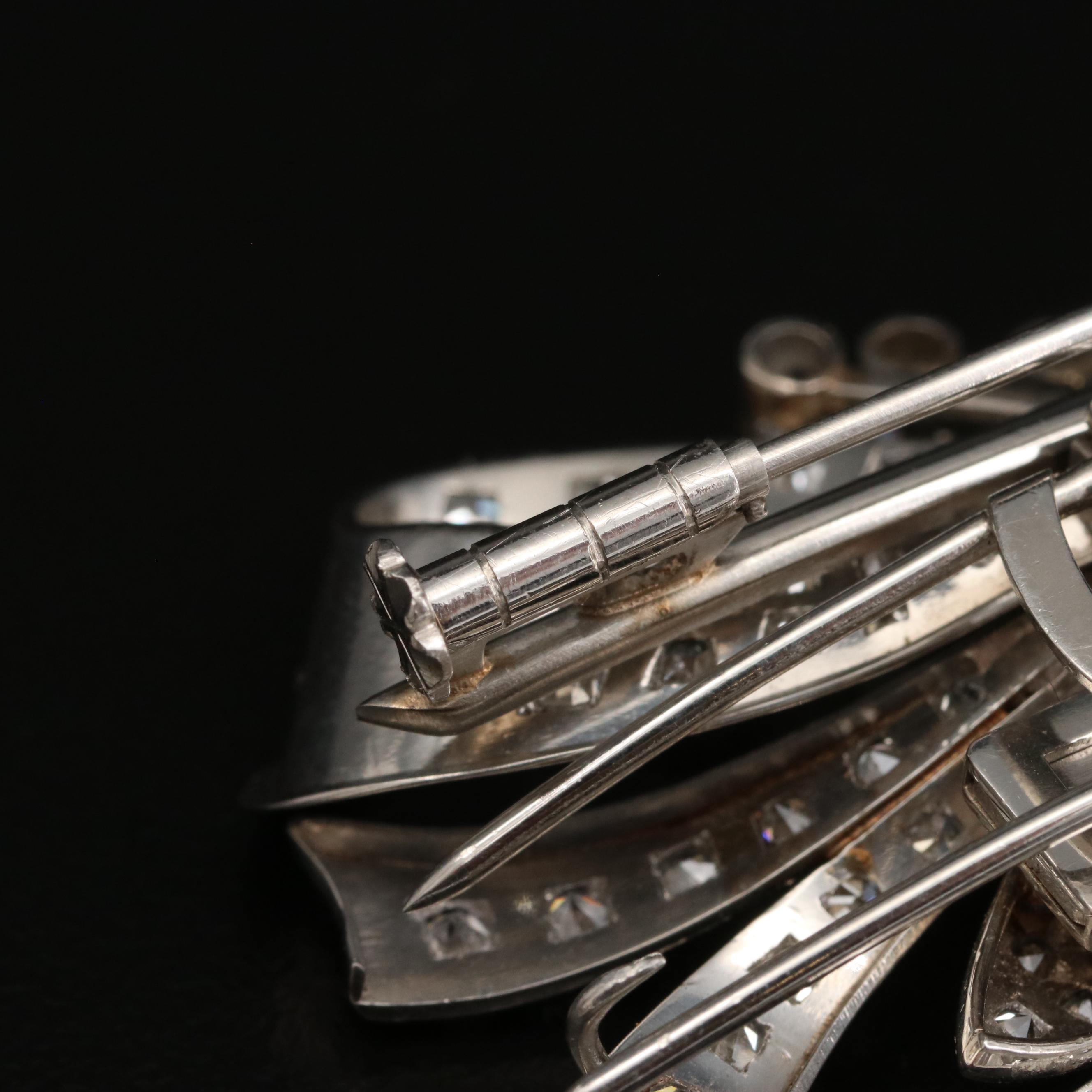 1940s Platinum 4.34 CTW Diamond Duette Brooch