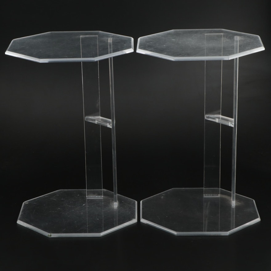 Pair of Octagonal Lucite Side Tables