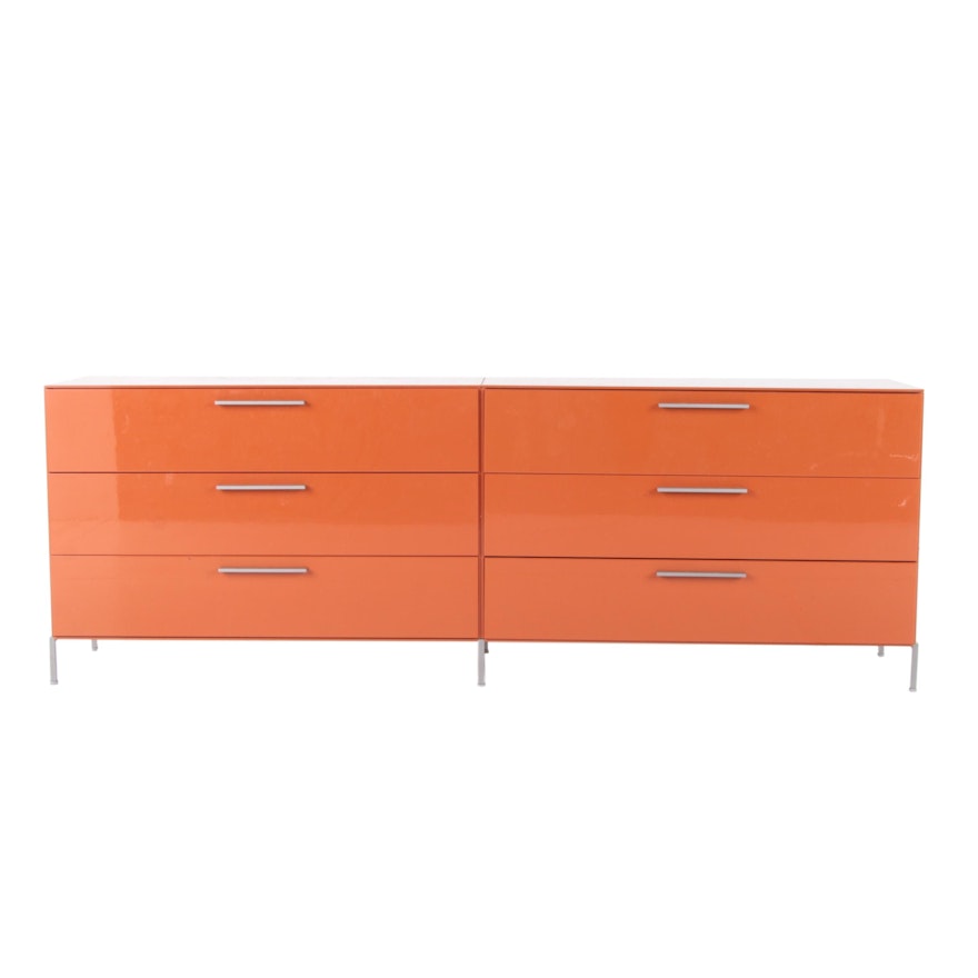 B&B Italia "Lunar" Contemporary Modern Lacquered Wood and Metal Dresser