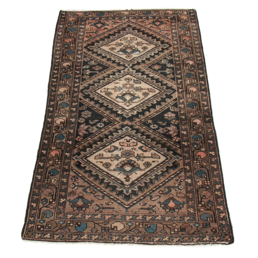 3'7 x 6'0 Hand-Knotted Persian Malayer Rug, 1920s