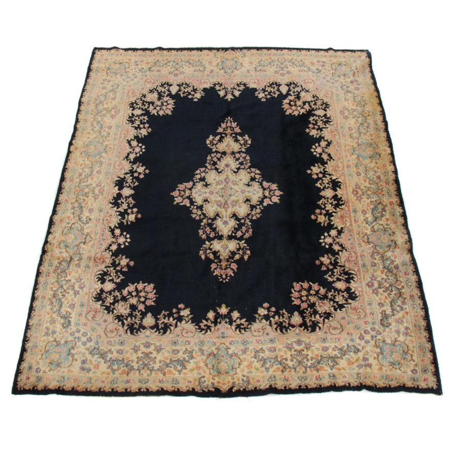 7'10 x 9'10 Hand-Knotted Persian Kerman Rug, 1980s