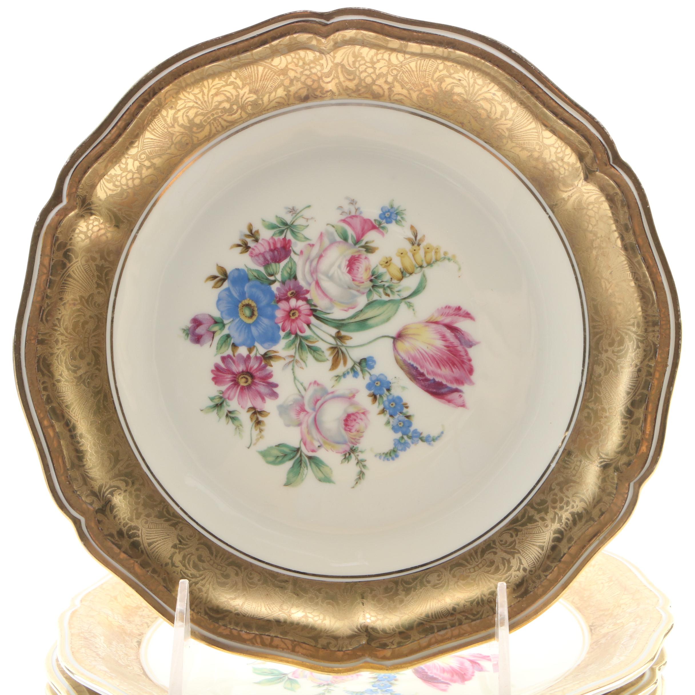 Rosenthal "Chippendale" Floral and Gilt Porcelain Dessert Plates, Mid-20th C.