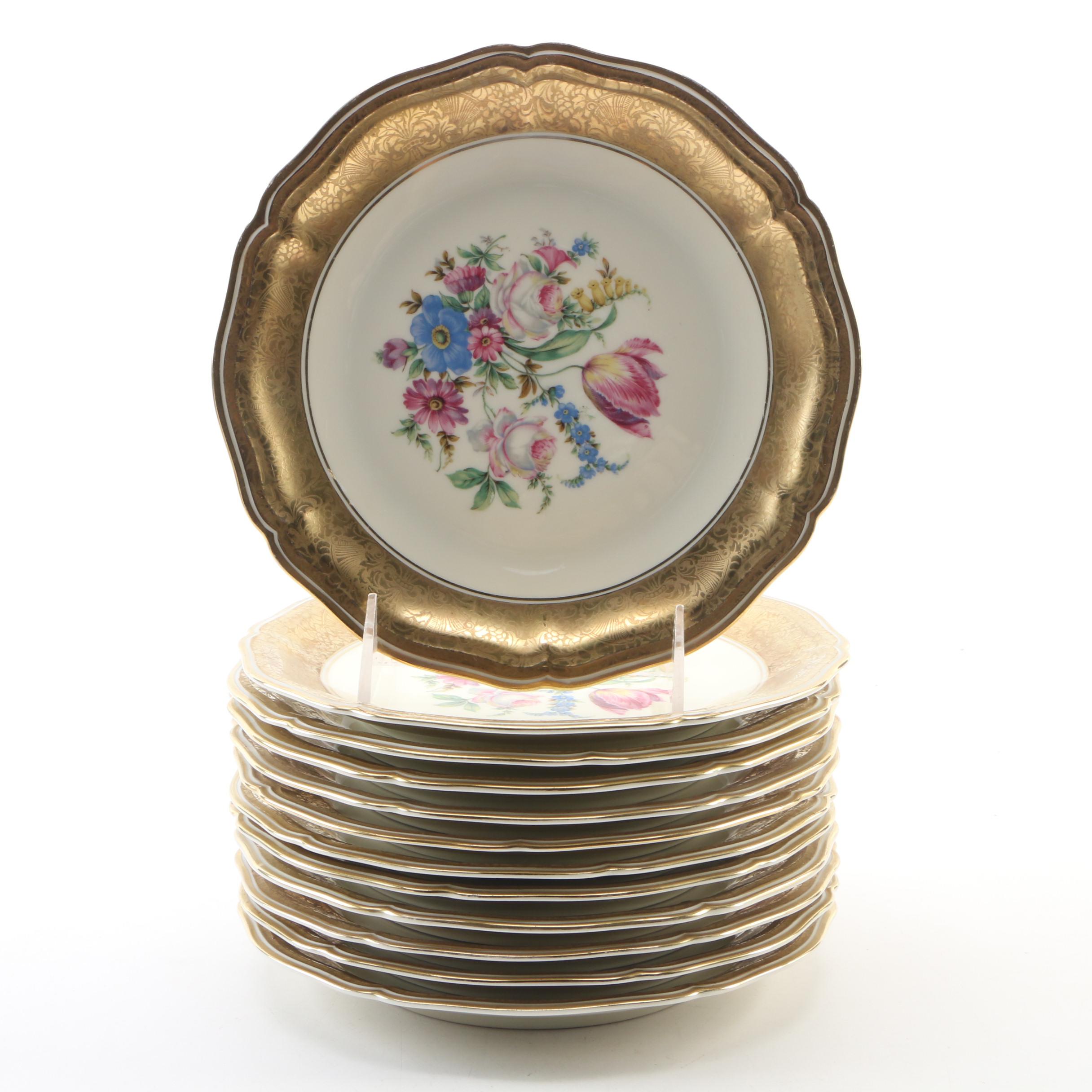 Rosenthal "Chippendale" Floral and Gilt Porcelain Dessert Plates, Mid-20th C.