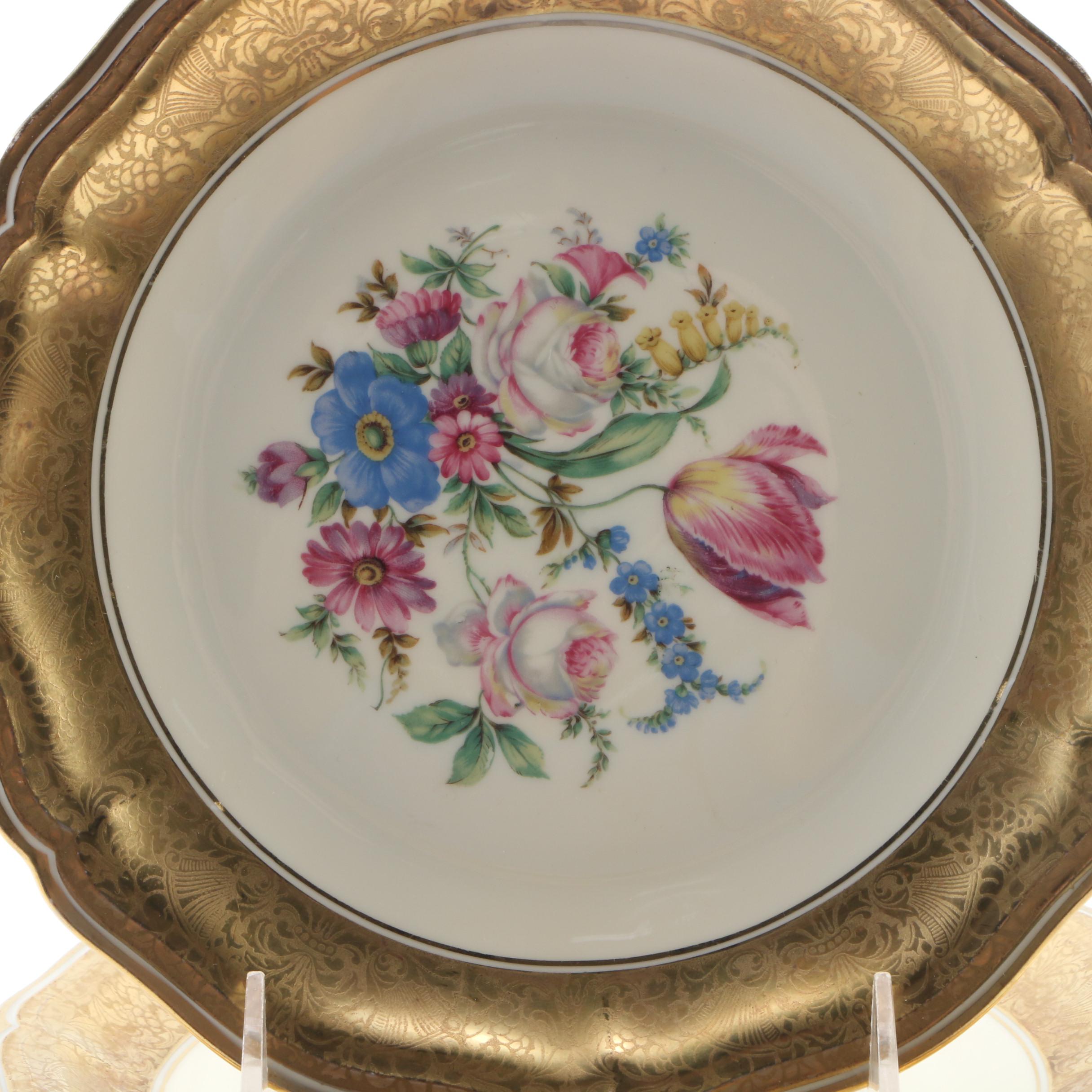 Rosenthal "Chippendale" Floral and Gilt Porcelain Dessert Plates, Mid-20th C.