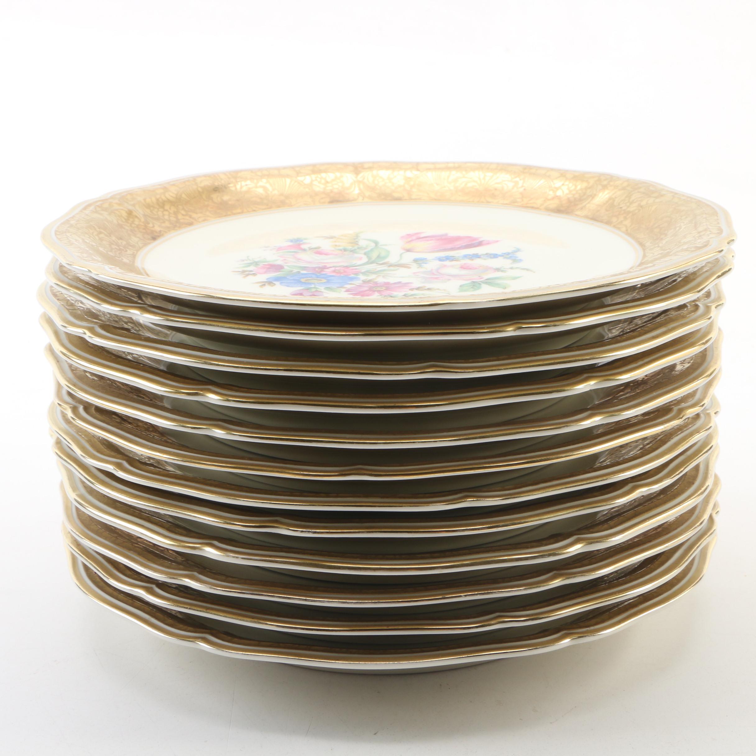 Rosenthal "Chippendale" Floral and Gilt Porcelain Dessert Plates, Mid-20th C.