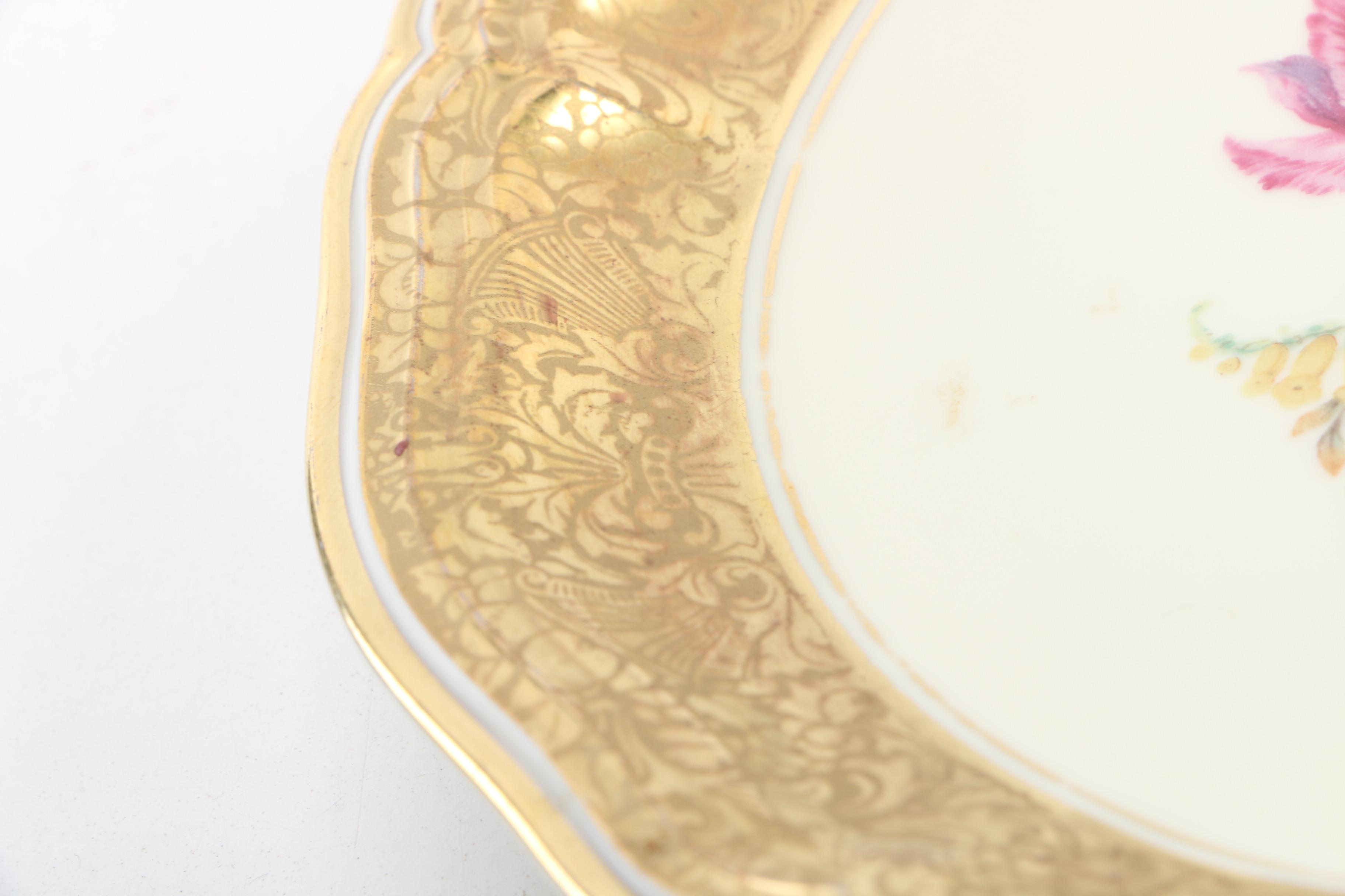 Rosenthal "Chippendale" Floral and Gilt Porcelain Dessert Plates, Mid-20th C.