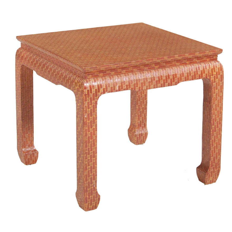 Baker Chinese Style Center Table with Woven Fabric Finish, 21st Century