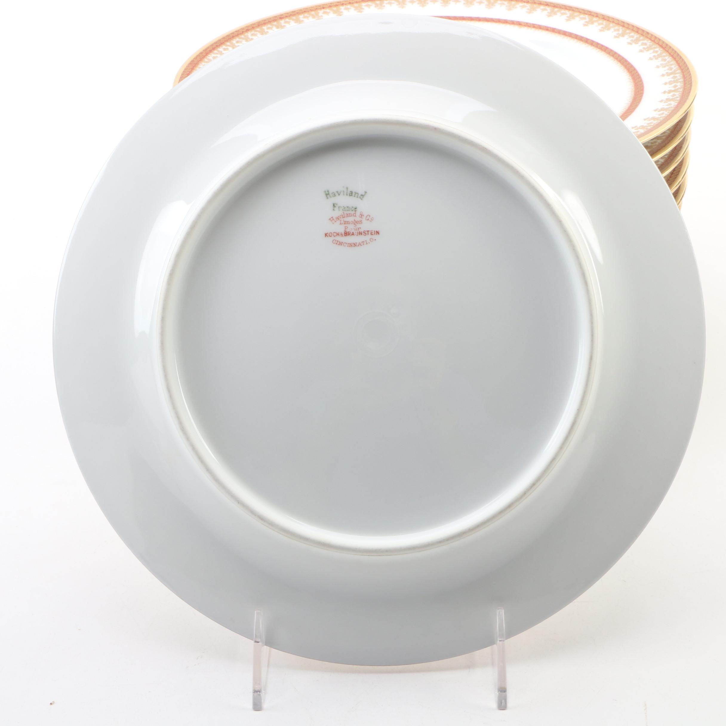 Haviland & Co. for Koch & Braunstein Gilt Porcelain Dinner Plates