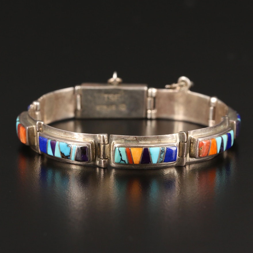 Touch of Santa Fe Sterling Turquoise, Lapis Lazuli and Spiny Oyster Bracelet