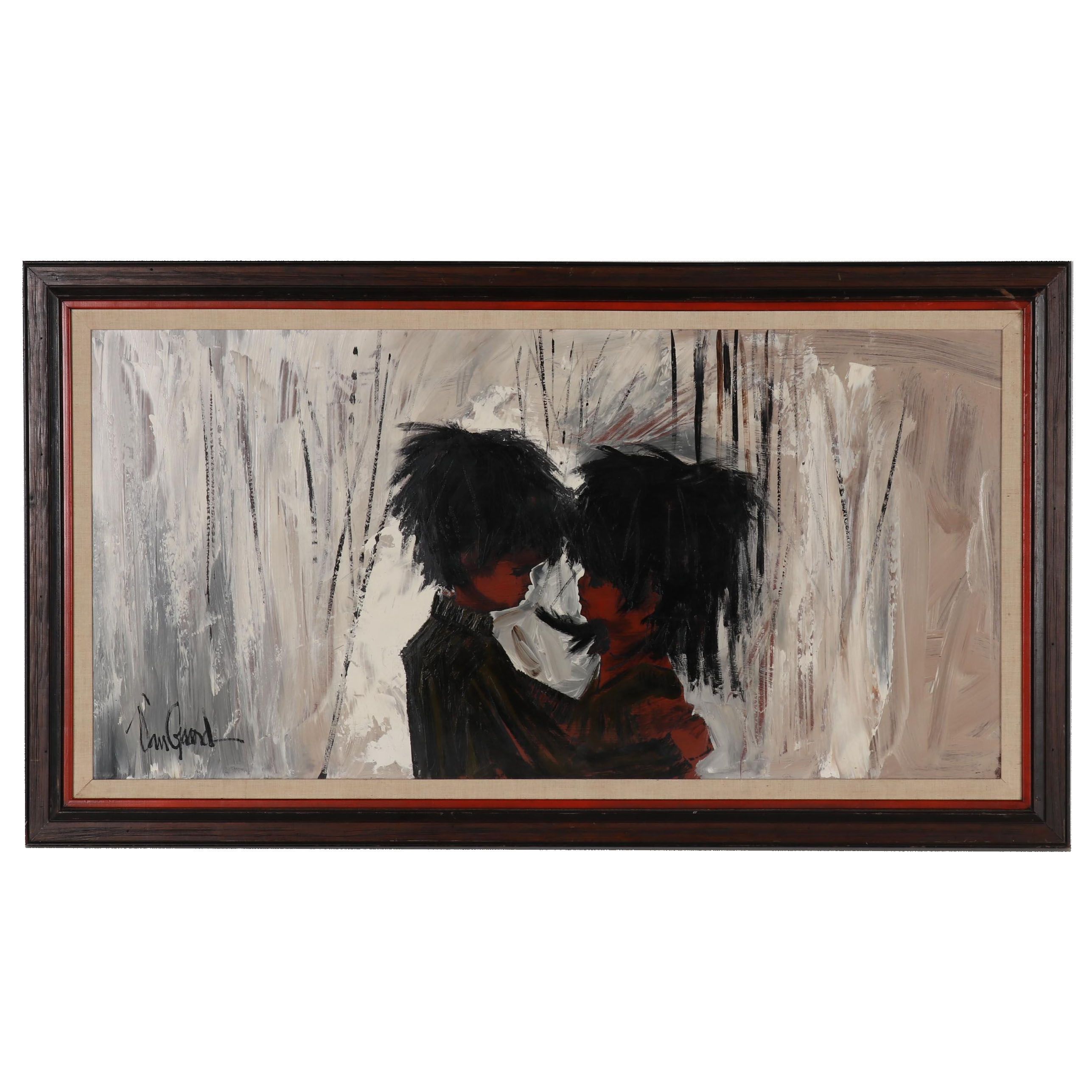 VanGuard Studios Figure Oil Painting of Young Couple, Mid 20th Century