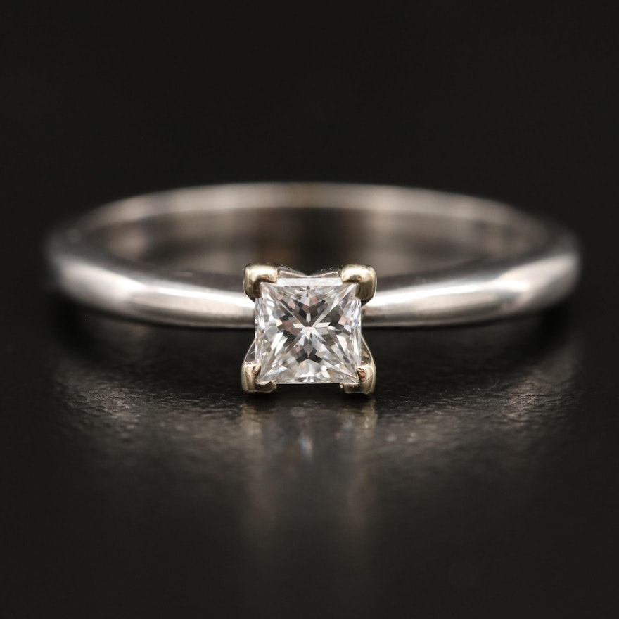 14K 0.34 CT Diamond Princess Cut Solitaire Ring
