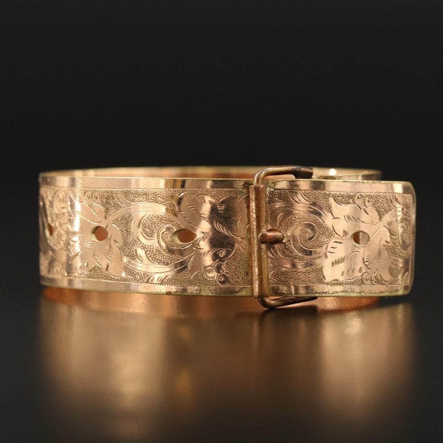 Antique Victorian Engraved Buckle Bracelet