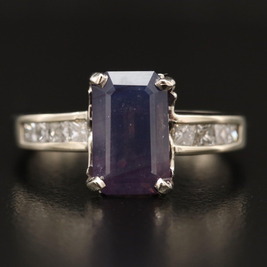 14K 4.34 CT Kashmir Sapphire and Diamond Ring with GIA Report