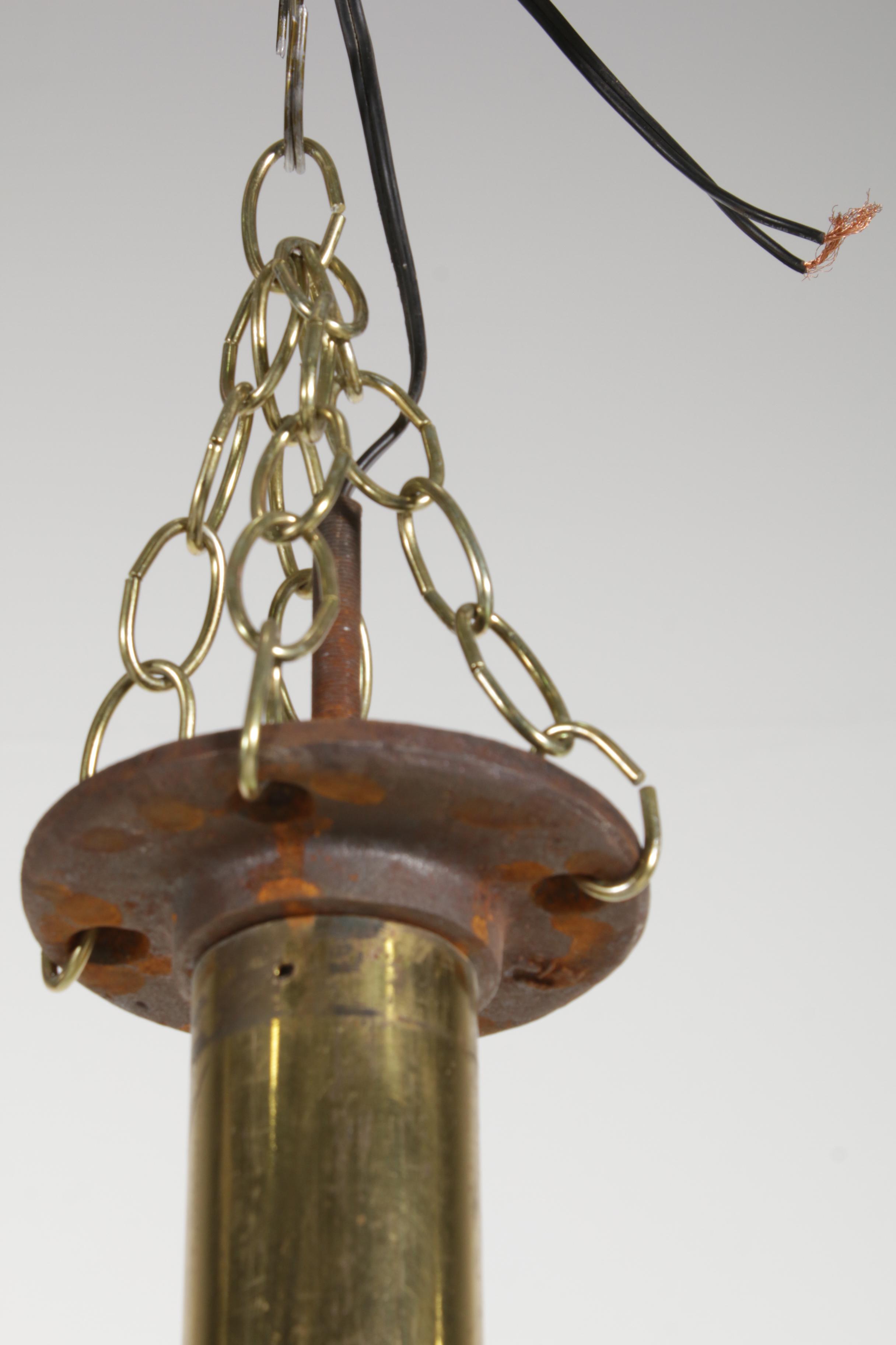 D'Lights Pair of Blue Opaline Glass and Brass Pendant Lights, Mid to Late 20th C