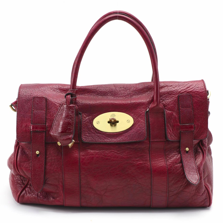 Mulberry Bayswater Satchel in Burgundy Grained Leather