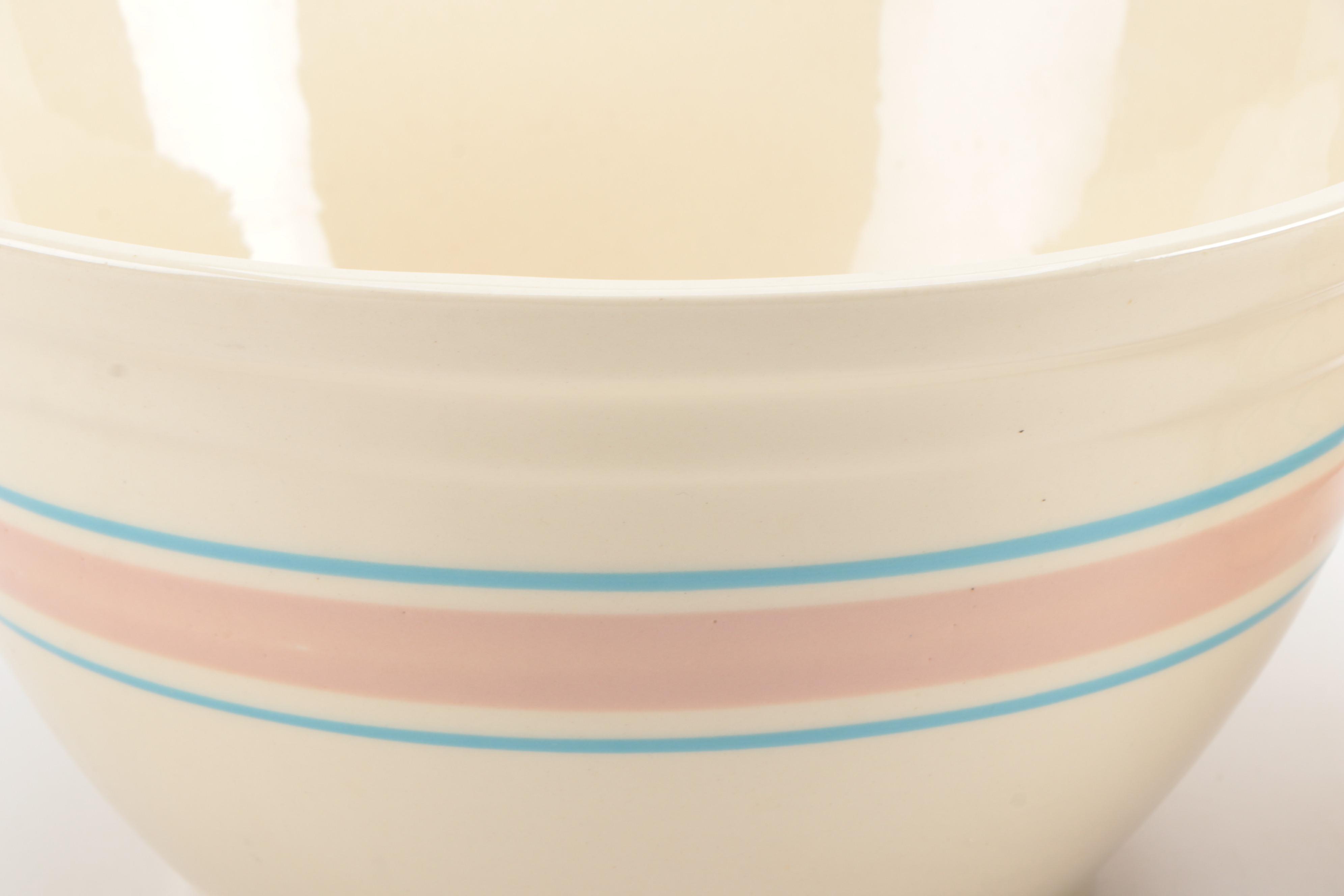 McCoy Pottery Blue and Pink Stripe Mixing Bowls, Early to Mid-20th Century